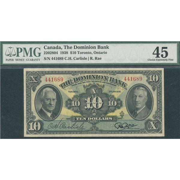 Dominion Bank $10, 1938