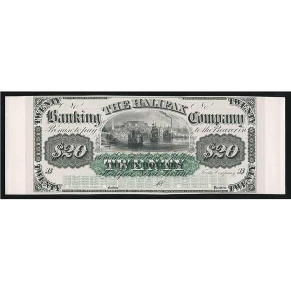 Halifax Banking Company $20, ND (1863) - Front Proof