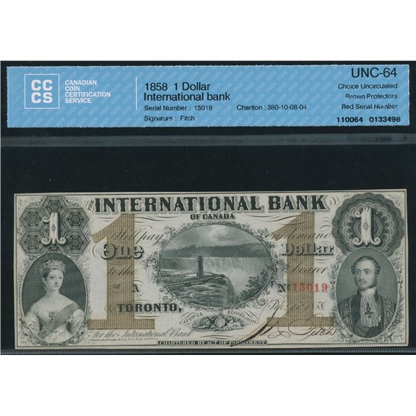 International Bank of Canada $1, 1858