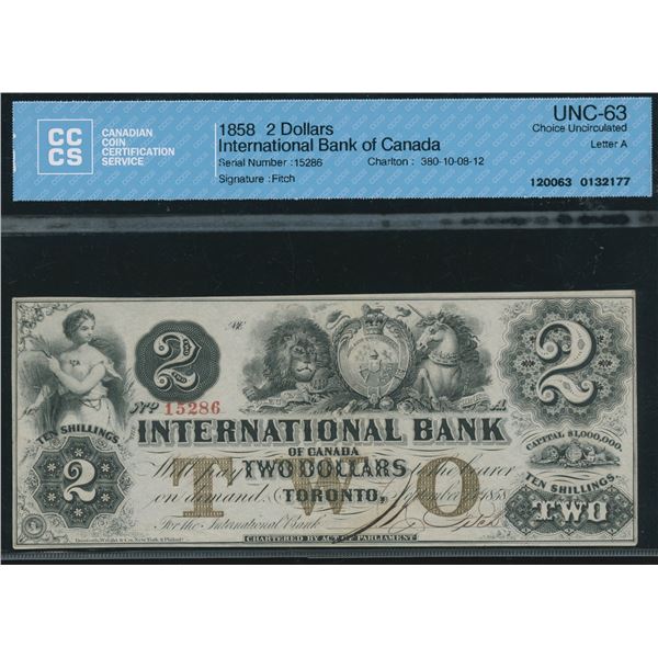 International Bank of Canada $2, 1858