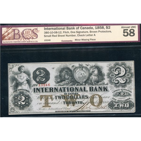 International Bank of Canada $2, 1858