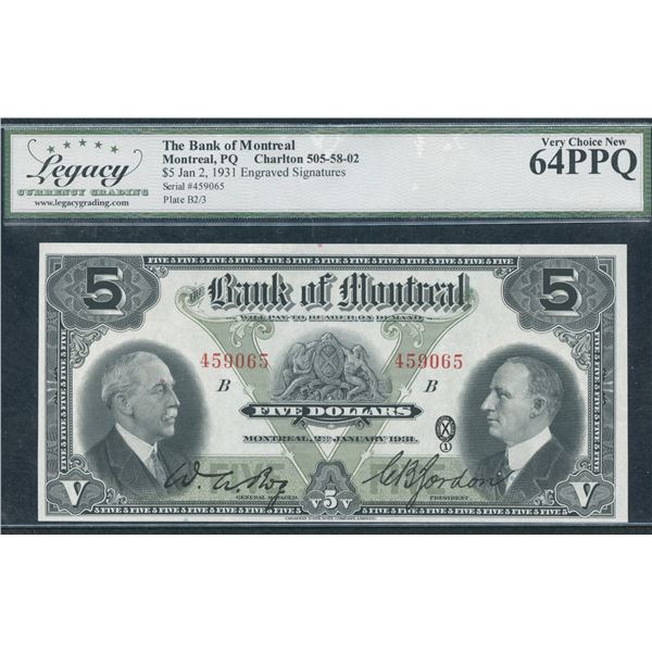 Bank of Montreal $5, 1931