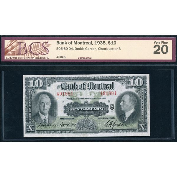 Bank of Montreal $10, 1935