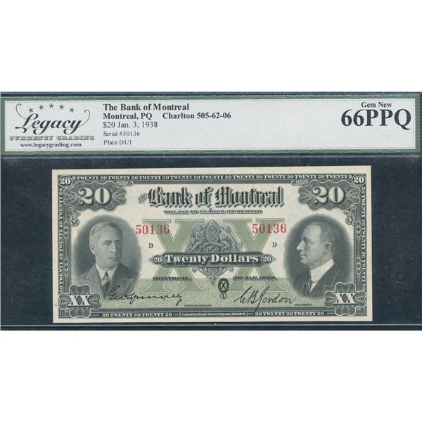 Bank of Montreal $20, 1938