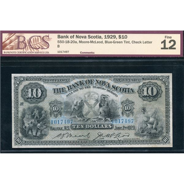 Bank of Nova Scotia $10, 1929