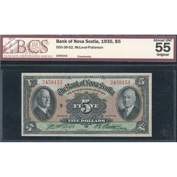 Bank of Nova Scotia $5, 1935