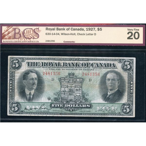 Royal Bank of Canada $5, 1927