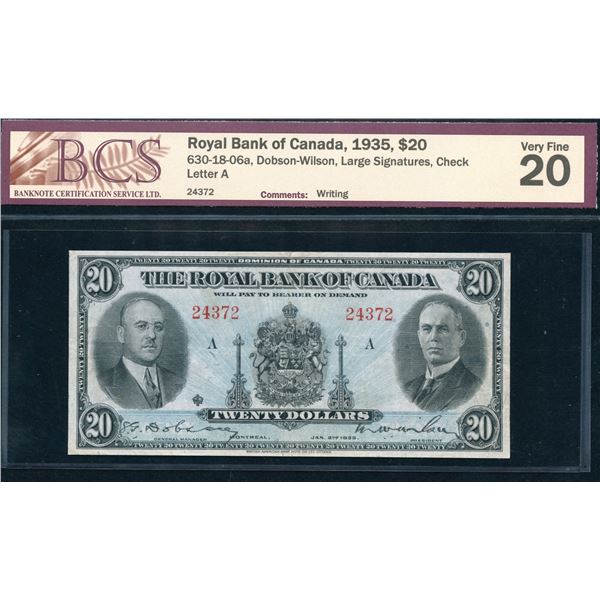 Royal Bank of Canada $20, 1935