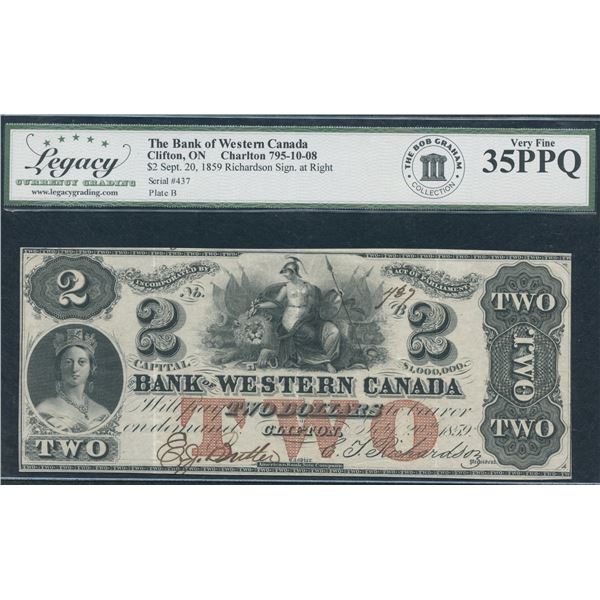 Bank of Western Canada $2, 1859
