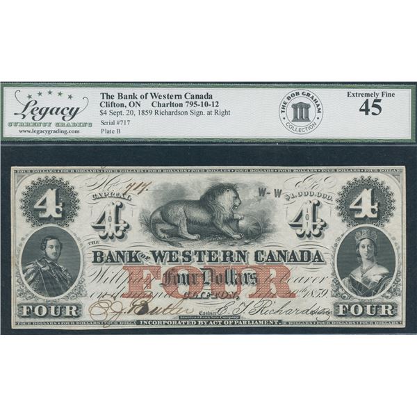Bank of Western Canada $4, 1859