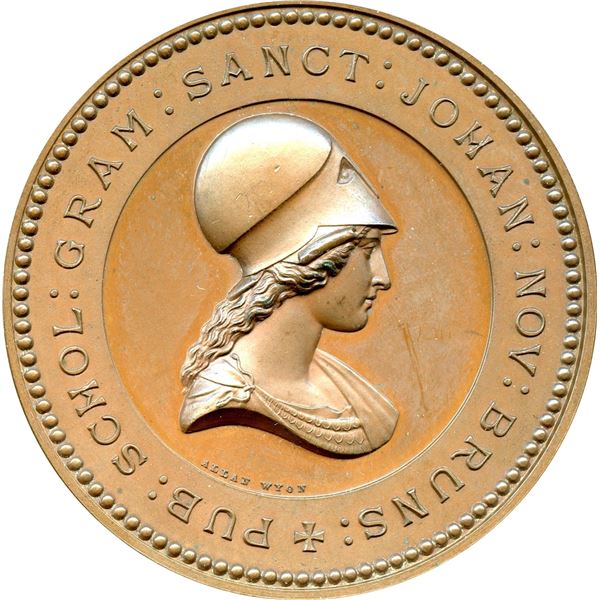 Lr. 397 — St. John New Brunswick Public Grammar School Parker Medal. 1865. Copper.