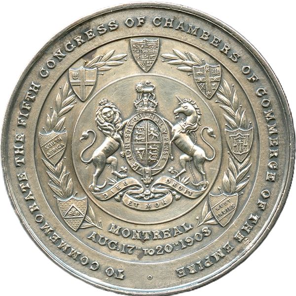 To Commemorate the Fifth Congress of Chambers of Commerce of the Empire 1903 Medal Silver.