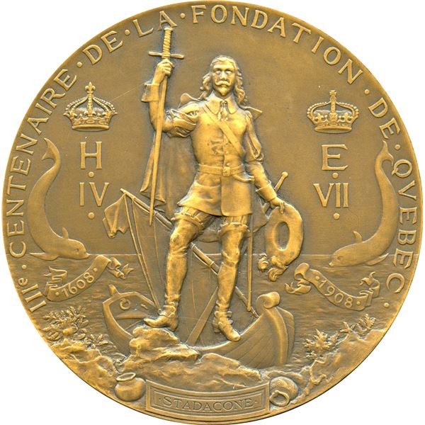 300 Centenaire De La Fondation De Quebec 1608 - 1908 Medal Bronze. Tercentenary of the Founding of Q