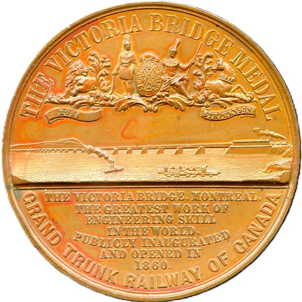 Lr. 643 The Victoria Bridge Hoffnung Medal $5,000,000 Variety. 1860. Copper.