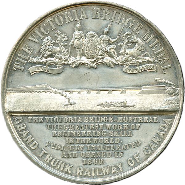 Lr. 643 The Victoria Bridge Hoffnung Medal $5,000,000 Variety. 1860. White Metal.