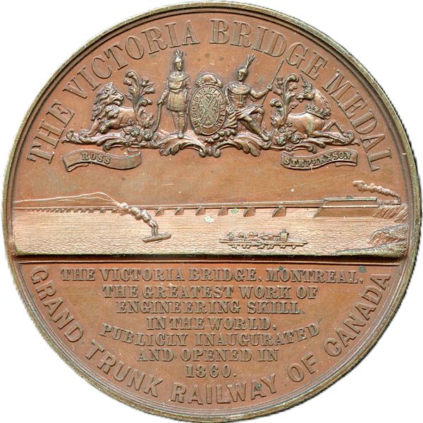 Lr. 644 The Victoria Bridge Hoffnung Medal $7,000,000 Variety. 1860. Copper.