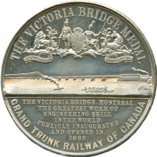 Lr. 644 The Victoria Bridge Hoffnung Medal $7,000,000 Variety. 1860. White Metal.