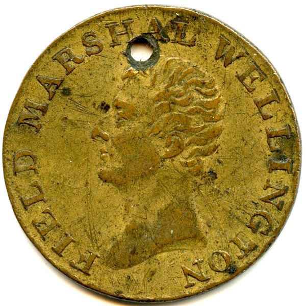 Field Marshal Wellington, Deliverer of Portugal and Spain 1814 Medalette.