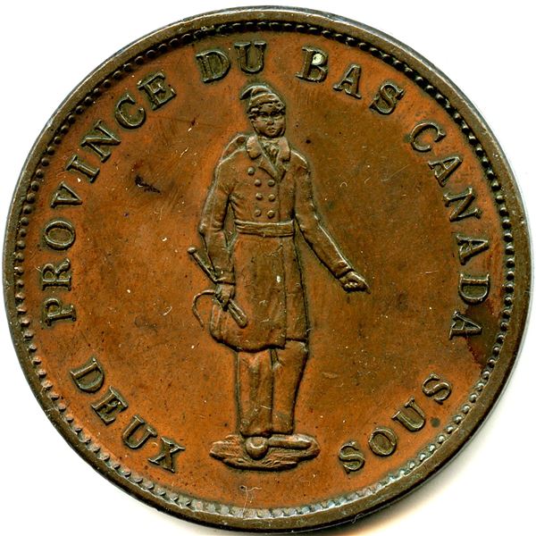 Lot of Five 1837 Lower Canada Bank Tokens.