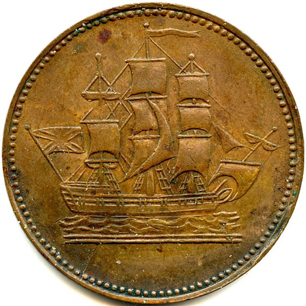 Lot of Five Br 997 PEI Ships Colonies & Commerce Tokens.