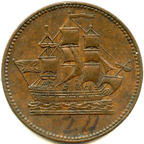 Lot of Six Br 997 PEI Ships Colonies & Commerce Tokens.