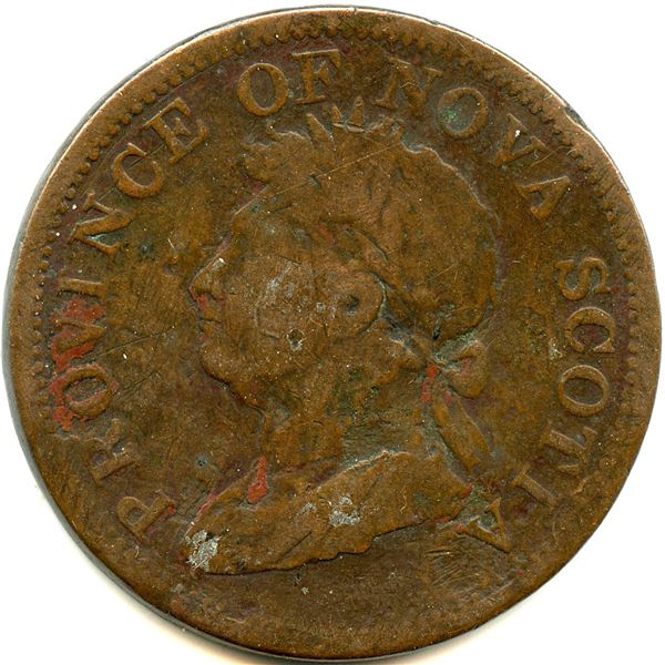 Lot of Four Br 868 Nova Scotia 1824 One Penny Thistle Tokens.