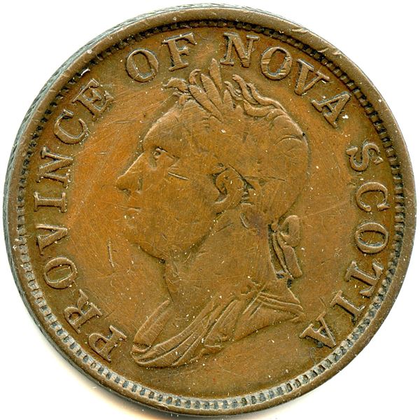 Lot of Six Br 870 Nova Scotia 1832 One Penny Thistle Tokens.