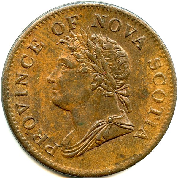Br 871 Nova Scotia 1832 Half Penny Thistle Token.