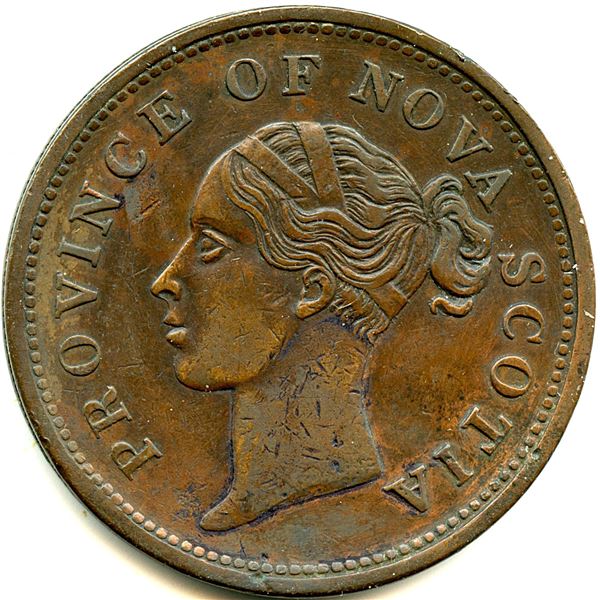 Lot of Six Br 873 Nova Scotia 1840 One Penny Thistle Tokens.