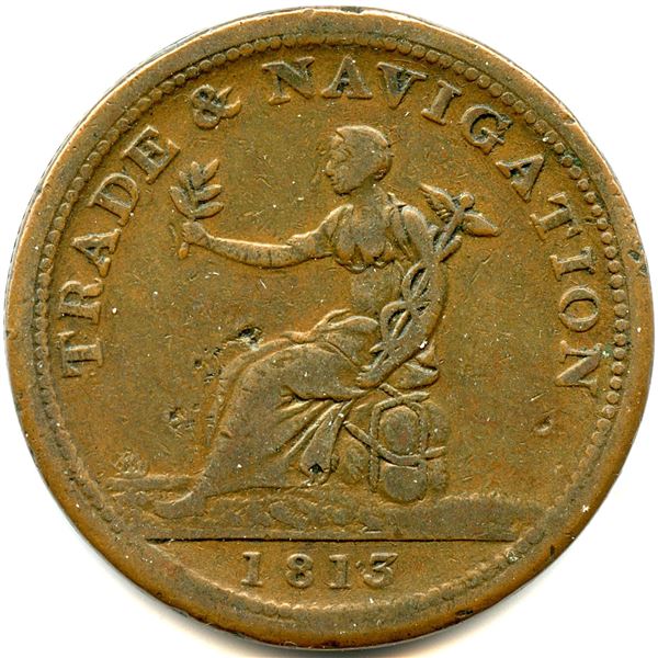 Lot of Seven Trade & Navigation Nova Scotia Tokens.