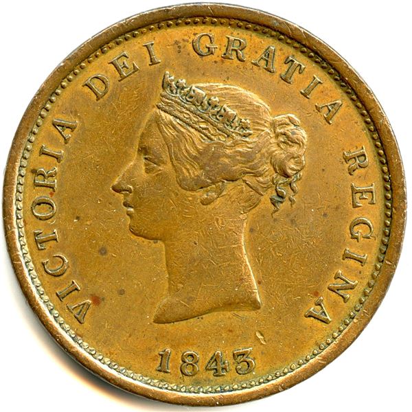 Lot of Eleven Br 909 CH-2A 1843 Frigate One Penny New Brunswick Tokens.