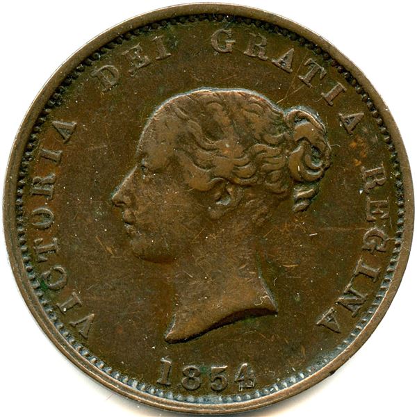 Lot of Nineteen Br 912 CH-NB-1B 1854 Frigate Half Penny New Brunswick Tokens.