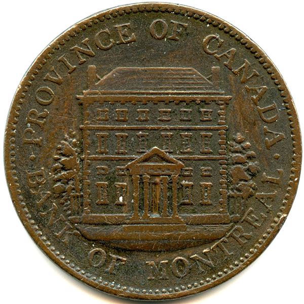 Br 527 Bank of Montreal 1842 Tall Trees Half Penny Token.