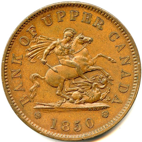 Lot of Three Br 719 Bank of Upper Canada One Penny Tokens.