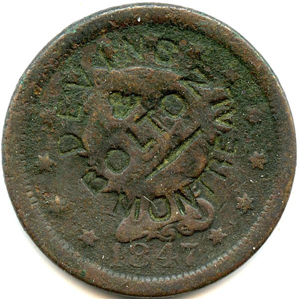 Lot of Three Devin & Bolton Countermarked USA Large Cents.