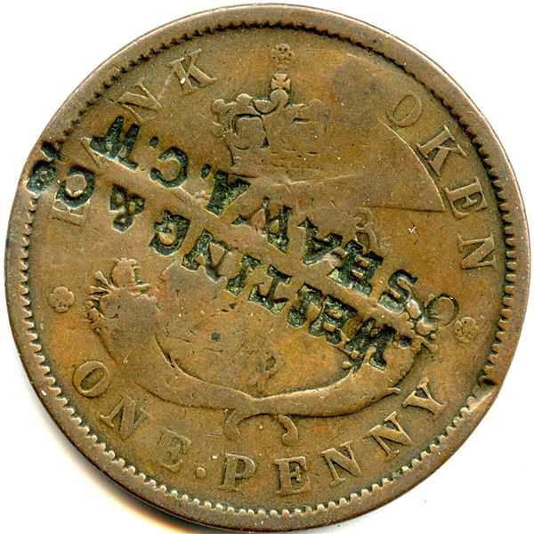 Lot of Two Countermarked Bank Of Upper Canada Tokens.