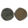 Image 1 : Byzantine Empire - Maurice Tiberius (AD 582-602). AE Follis (40 Nummi). Lot of 2
