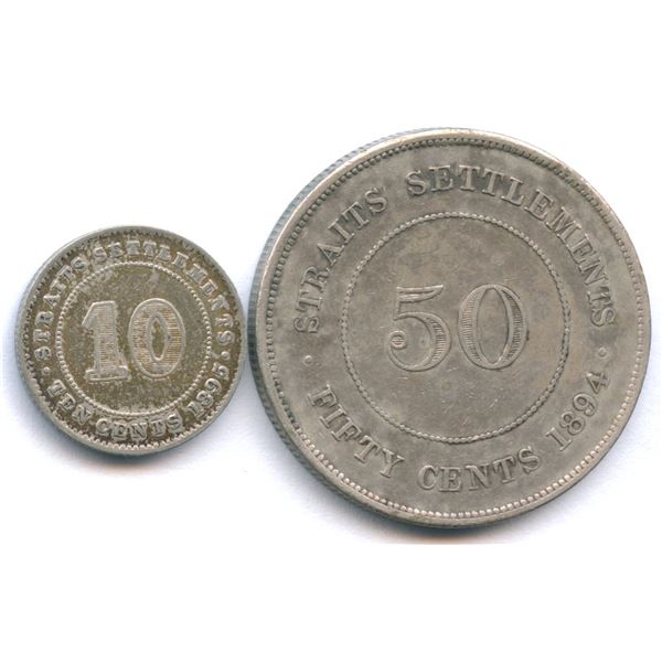 Straits Settlements Lot of Two Coins