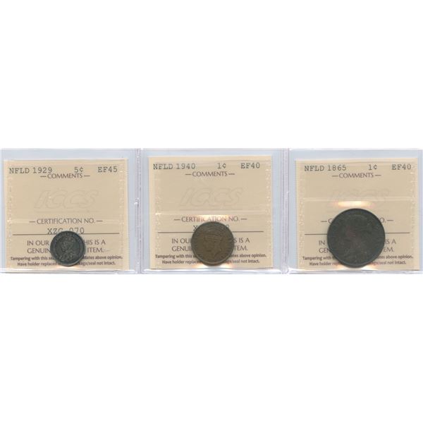 Newfoundland Coin Trio - All ICCS Graded