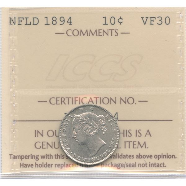 1894 Newfoundland Ten Cents