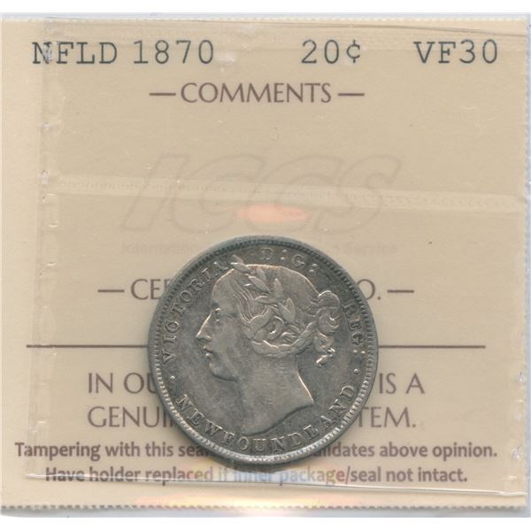 1870 Newfoundland Twenty Cents