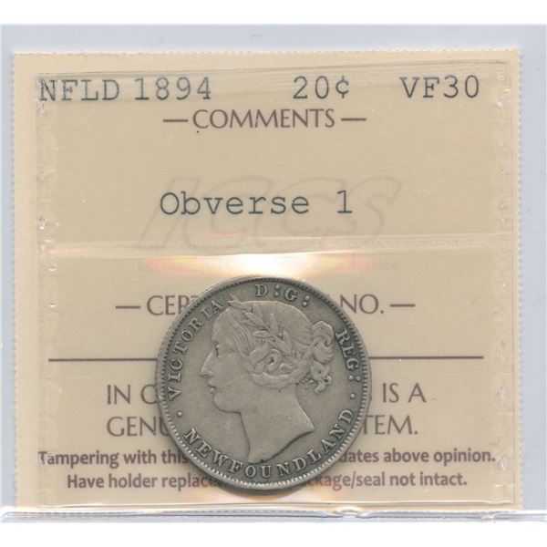 1894 Newfoundland Twenty Cents