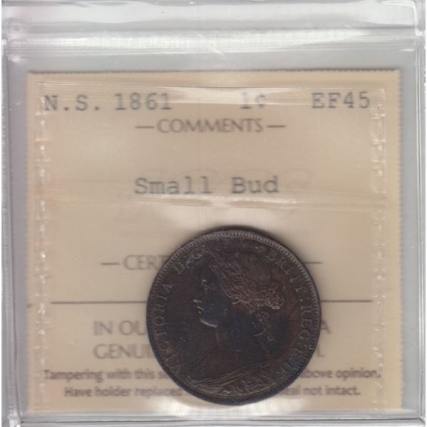 1861 Nova Scotia One Cent - Small Bud