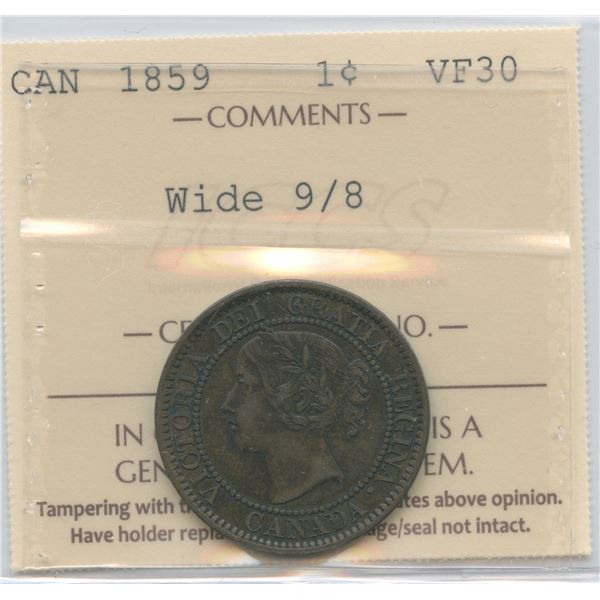 1859 One Cent - Wide 9/8