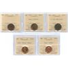 Image 1 : Lot of 5 ICCS Graded One Cents