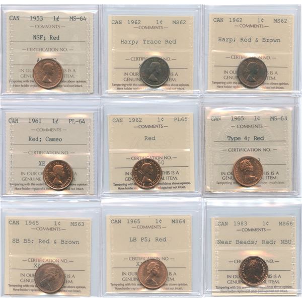 Lot of 13 ICCS Graded One Cents