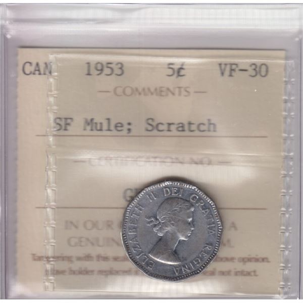 1953 Five Cents - SF, Far Leaf