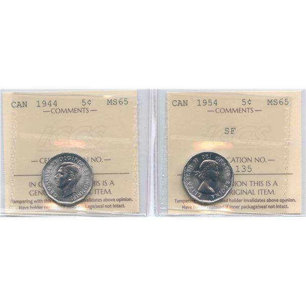 1944 & 1954 Five Cents