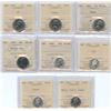 Image 1 : Lot of 8 ICCS Graded Five & Ten Cents