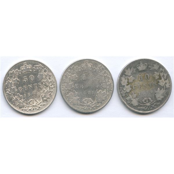 1870LCW, 1871 & 1872H Fifty Cents - Lot of 3